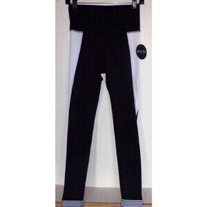 SIVAN AYLA Strut This Black & White Leggings Striped Elastic Cuffs Small(?) NWT!